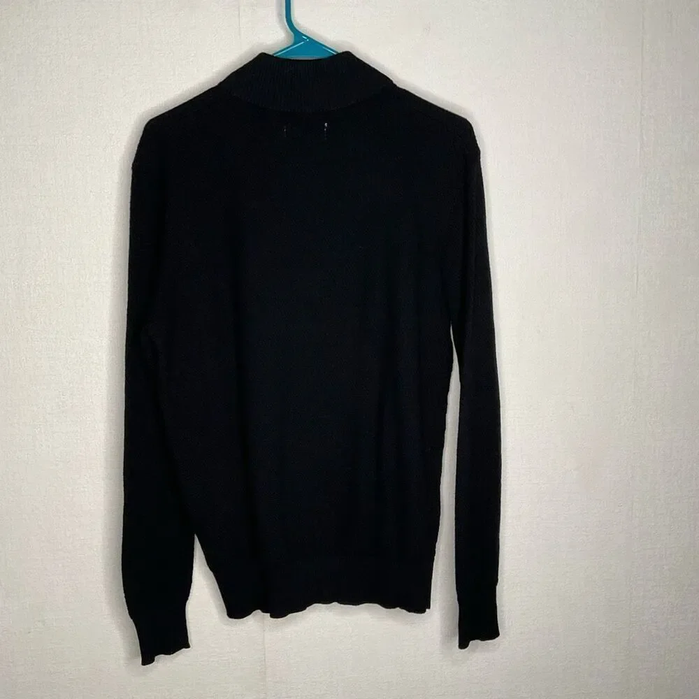 BAGIR premium Handknit Cardigan Men’s Small Zip Up Black Textured Sweater Israel